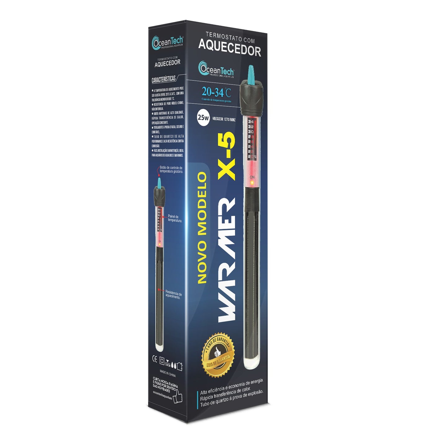 Termostato c/Aquecedor X-5 - 25W 110v Ocean Tech