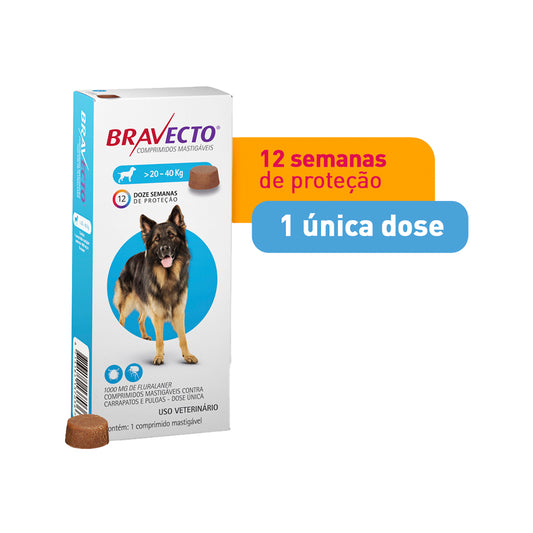 Bravecto MSD – 1000 mg (para cães de 20 a 40 kg)