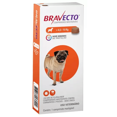 Bravecto MSD – 250 mg (para cães de 4,5 a 10 kg)